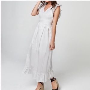 Zhu White Ruffle Midi Dress XS New With Tag
